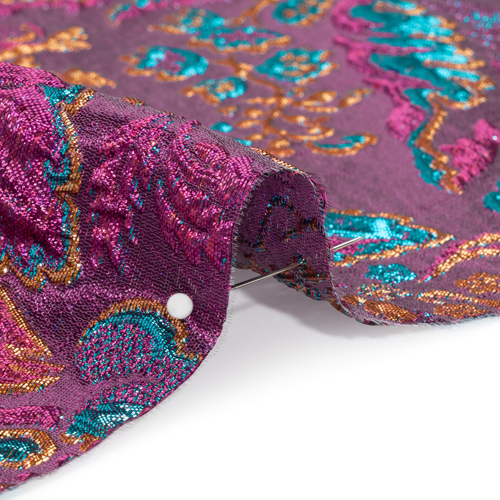 Metallic Purple, Teal and Gold Floral Delight Luxury Brocade Metallic Purple, Teal and Gold Floral Delight Luxury Brocade