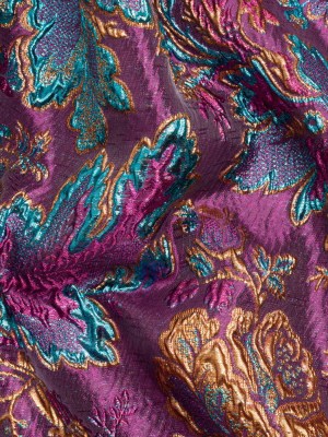 Metallic Purple, Teal and Gold Floral Delight Luxury Brocade Metallic Purple, Teal and Gold Floral Delight Luxury Brocade
