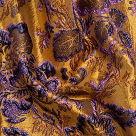 Metallic Antique Gold, Purple and Navy Floral Delight Luxury Brocade Metallic Antique Gold, Purple and Navy Floral Delight Luxury Brocade