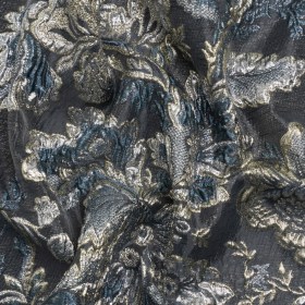 Metallic Silver, Gold and Charcoal Floral Delight Luxury Brocade Metallic Silver, Gold and Charcoal Floral Delight Luxury Brocade