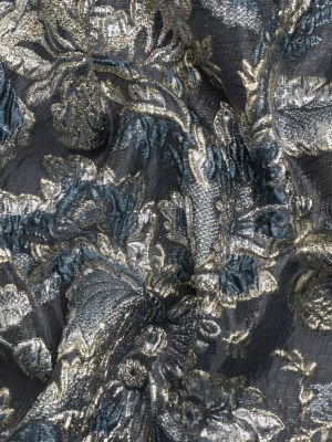Metallic Silver, Gold and Charcoal Floral Delight Luxury Brocade Metallic Silver, Gold and Charcoal Floral Delight Luxury Brocade