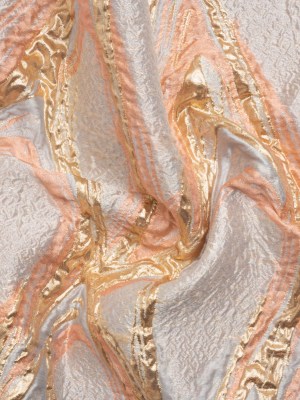 Metallic Gold, Pale Gray and Peach Flowing Lines Luxury Brocade Metallic Gold, Pale Gray and Peach Flowing Lines Luxury Brocade