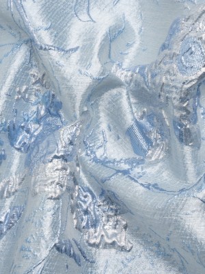 Metallic Baby Blue and Silver Flower Clippings Luxury Brocade Metallic Baby Blue and Silver Flower Clippings Luxury Brocade