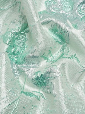 Metallic Mint and Silver Flower Clippings Luxury Brocade Metallic Mint and Silver Flower Clippings Luxury Brocade
