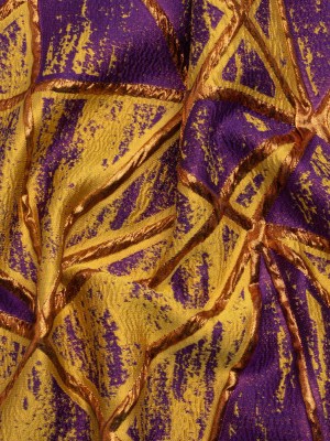 Metallic Copper, Mustard and Purple Geometric Distress Luxury Brocade Metallic Copper, Mustard and Purple Geometric Distress Luxury Brocade