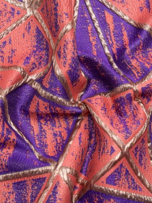 Metallic Gold, Light Red and Purple Geometric Distress Luxury Brocade Metallic Gold, Light Red and Purple Geometric Distress Luxury Brocade