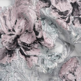 Metallic Silver, Pink and Black Floral Luxury Burnout Brocade Metallic Silver, Pink and Black Floral Luxury Burnout Brocade
