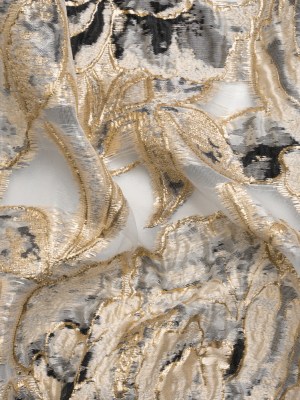 Metallic Gold, Beige and Black Floral Luxury Burnout Brocade Metallic Gold, Beige and Black Floral Luxury Burnout Brocade