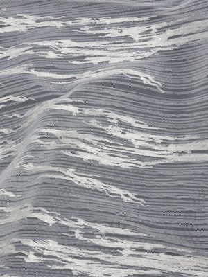 Embroidered Soft Pleated Tulle with Clear Baby Sequins – Off White Abstract – Linden Collection Embroidered Soft Pleated Tulle with Clear Baby Sequins – Off White Abstract – Linden Collection