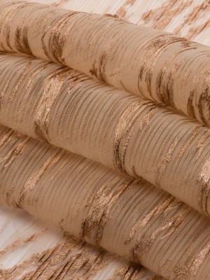 Embroidered Soft Pleated Tulle with Clear Baby Sequins – Caramel Abstract – Linden Collection Embroidered Soft Pleated Tulle with Clear Baby Sequins – Caramel Abstract – Linden Collection