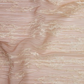 Embroidered Soft Pleated Tulle with Sequins – Beige, Brown and White Ombre Abstract – Sequoia Collection Embroidered Soft Pleated Tulle with Sequins – Beige, Brown and White Ombre Abstract – Sequoia Collection