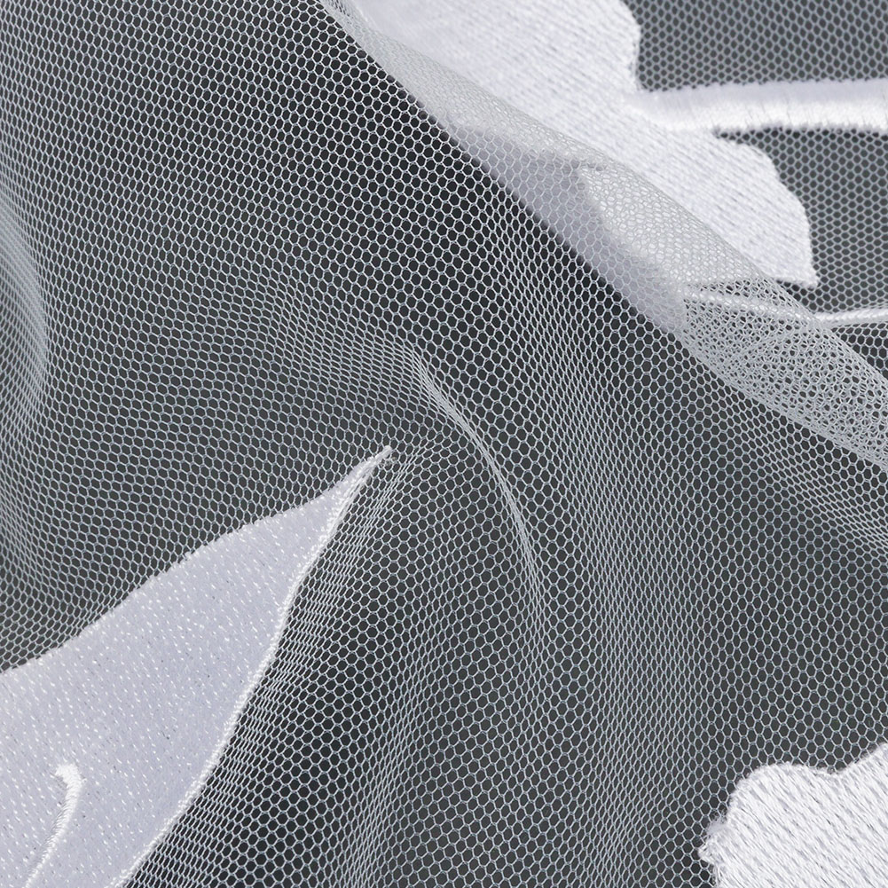 Embroidered Tulle Lace – White Leafy Branches – Magnolia Collection Embroidered Tulle Lace – White Leafy Branches – Magnolia Collection