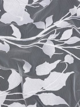 Embroidered Tulle Lace – White Leafy Branches – Magnolia Collection Embroidered Tulle Lace – White Leafy Branches – Magnolia Collection