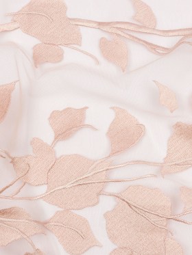 Embroidered Tulle Lace – Nude Leafy Branches – Magnolia Collection Embroidered Tulle Lace – Nude Leafy Branches – Magnolia Collection