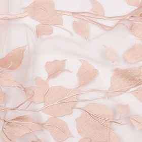 Embroidered Tulle Lace – Nude Leafy Branches – Magnolia Collection Embroidered Tulle Lace – Nude Leafy Branches – Magnolia Collection