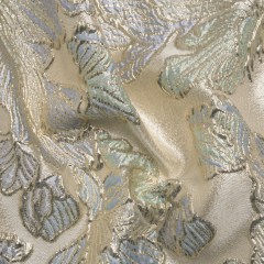 Metallic Silver, Periwinkle and Baby Blue Liquid Leaves Luxury Brocade Metallic Silver, Periwinkle and Baby Blue Liquid Leaves Luxury Brocade