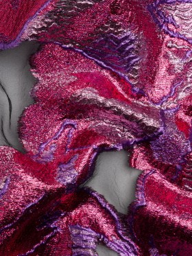 Metallic Hot Pink, Baby Pink and Purple Big Blooms and Leaves Luxury Burnout Brocade Metallic Hot Pink, Baby Pink and Purple Big Blooms and Leaves Luxury Burnout Brocade