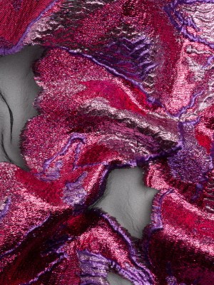 Metallic Hot Pink, Baby Pink and Purple Big Blooms and Leaves Luxury Burnout Brocade Metallic Hot Pink, Baby Pink and Purple Big Blooms and Leaves Luxury Burnout Brocade