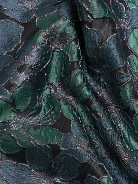 Metallic Black, Navy and Deep Green Floral Frolic Luxury Brocade Metallic Black, Navy and Deep Green Floral Frolic Luxury Brocade