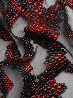 Metallic Red and Black Snakeskin Sprawl Burnout Luxury Brocade Metallic Red and Black Snakeskin Sprawl Burnout Luxury Brocade
