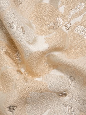 Metallic Silver, Beige and Cream Floating Blossoms Luxury Brocade Metallic Silver, Beige and Cream Floating Blossoms Luxury Brocade