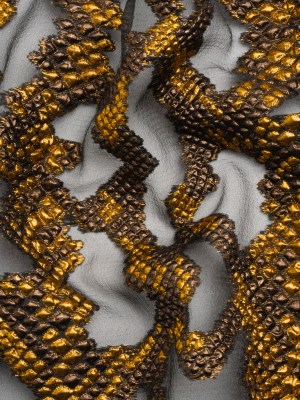 Metallic Gold, Brown and Black Snakeskin Sprawl Burnout Luxury Brocade Metallic Gold, Brown and Black Snakeskin Sprawl Burnout Luxury Brocade
