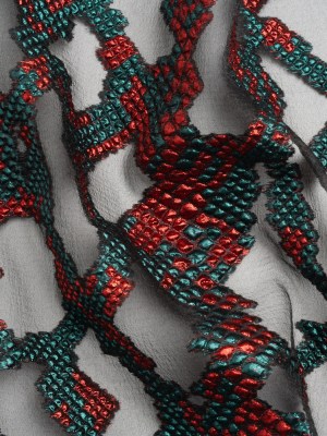 Metallic Teal, Red and Black Snakeskin Sprawl Burnout Luxury Brocade Metallic Teal, Red and Black Snakeskin Sprawl Burnout Luxury Brocade