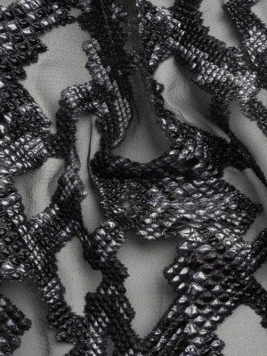 Metallic Gray and Black Snakeskin Sprawl Burnout Luxury Brocade Metallic Gray and Black Snakeskin Sprawl Burnout Luxury Brocade
