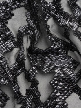 Metallic Gray and Black Snakeskin Sprawl Burnout Luxury Brocade Metallic Gray and Black Snakeskin Sprawl Burnout Luxury Brocade
