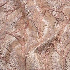 Metallic Baby Pink, Silver and Cream Decorated Feathers Luxury Brocade Metallic Baby Pink, Silver and Cream Decorated Feathers Luxury Brocade