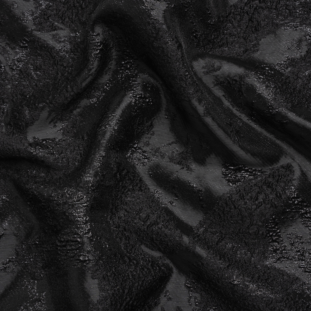 Metallic Black Painted Flowers Luxury Brocade Metallic Black Painted Flowers Luxury Brocade