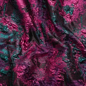 Metallic Fuchsia, Teal and Black Garden of Abstraction Luxury Brocade Metallic Fuchsia, Teal and Black Garden of Abstraction Luxury Brocade