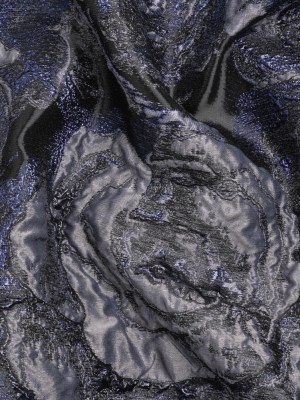 Metallic Navy, Black and Gray Rose Field Luxury Brocade Metallic Navy, Black and Gray Rose Field Luxury Brocade