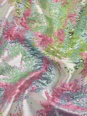 Metallic Green, Sky Blue and Pink Garden of Abstraction Luxury Brocade Metallic Green, Sky Blue and Pink Garden of Abstraction Luxury Brocade