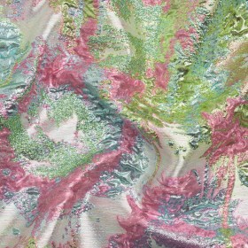 Metallic Green, Sky Blue and Pink Garden of Abstraction Luxury Brocade Metallic Green, Sky Blue and Pink Garden of Abstraction Luxury Brocade