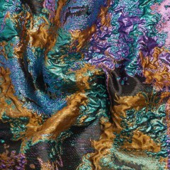 Metallic Purple, Mustard and Blue Green Garden of Abstraction Luxury Brocade Metallic Purple, Mustard and Blue Green Garden of Abstraction Luxury Brocade