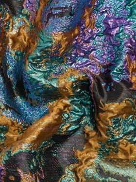 Metallic Purple, Mustard and Blue Green Garden of Abstraction Luxury Brocade Metallic Purple, Mustard and Blue Green Garden of Abstraction Luxury Brocade