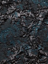 Metallic Gibraltar Sea and Black Floral Luxury Double Layer Organza Brocade Metallic Gibraltar Sea and Black Floral Luxury Double Layer Organza Brocade