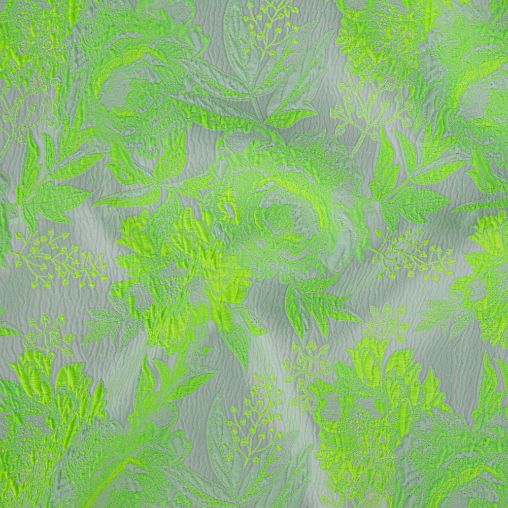 Neon Green Gecko and Frost Foliage Luxury Brocade Neon Green Gecko and Frost Foliage Luxury Brocade