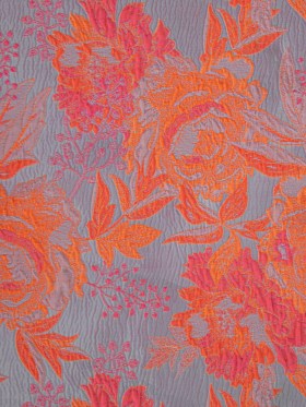 Neon Shocking Orange and Rose Water Foliage Luxury Brocade Neon Shocking Orange and Rose Water Foliage Luxury Brocade