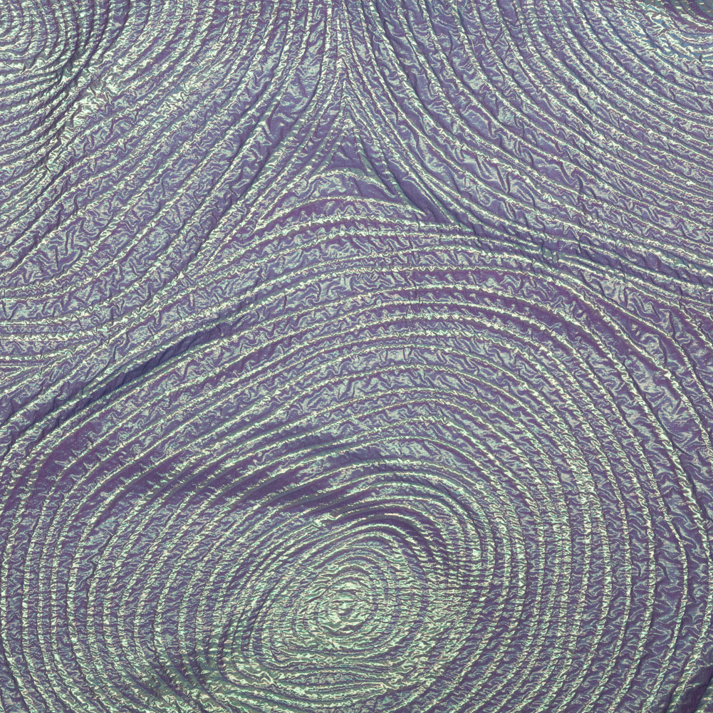 Metallic Green and Moroccan Blue Iridescent Spirals Luxury Organza Brocade Metallic Green and Moroccan Blue Iridescent Spirals Luxury Organza Brocade