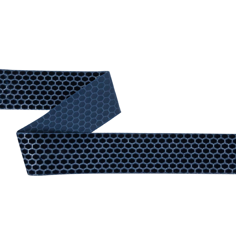 Italian Navy Honeycomb Velvet Burnout Trim – 1.4375″ Italian Navy Honeycomb Velvet Burnout Trim – 1.4375″