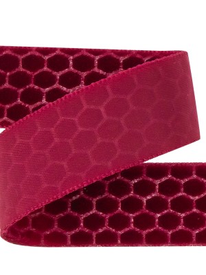 Italian Red Honeycomb Velvet Burnout Trim – 0.875″ Italian Red Honeycomb Velvet Burnout Trim – 0.875″