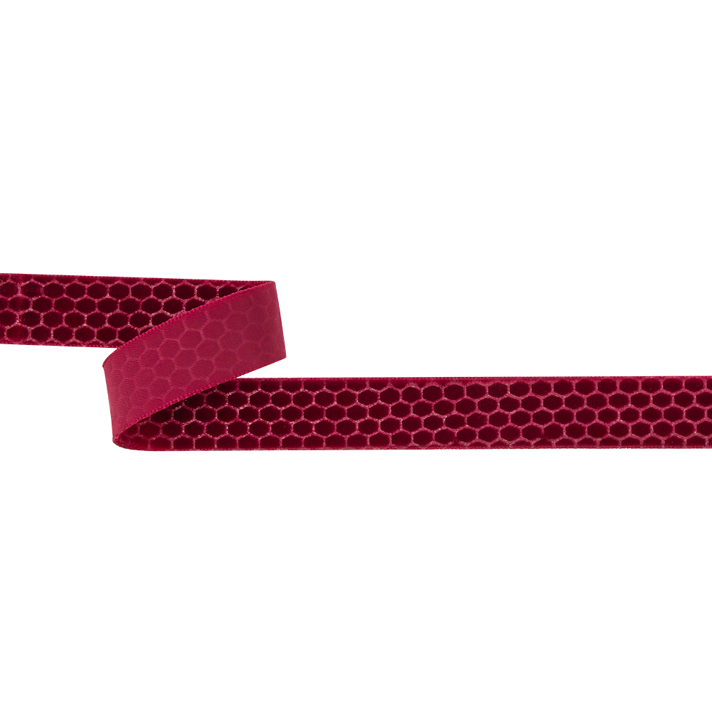 Italian Red Honeycomb Velvet Burnout Trim – 0.875″ Italian Red Honeycomb Velvet Burnout Trim – 0.875″