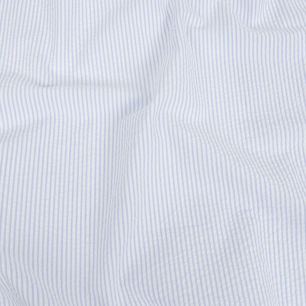 Organic Cotton Seersucker – Light Blue Stripes – Brasilia Collection Organic Cotton Seersucker – Light Blue Stripes – Brasilia Collection