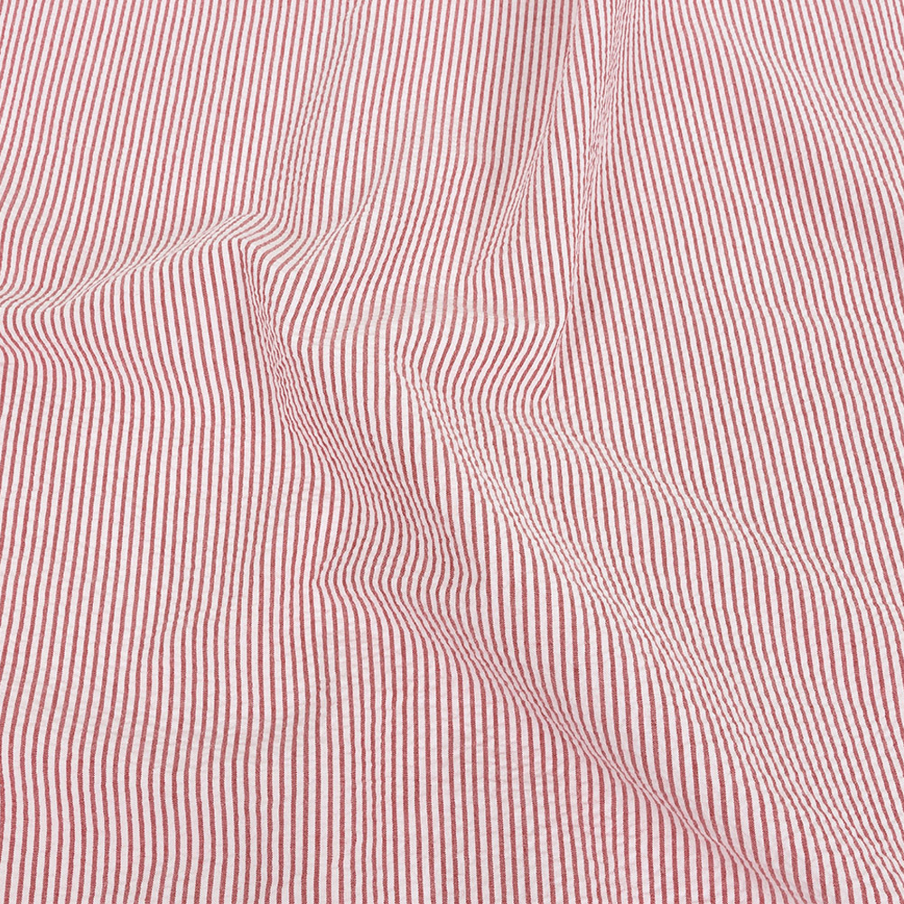 Organic Cotton Seersucker – Red Stripes – Brasilia Collection Organic Cotton Seersucker – Red Stripes – Brasilia Collection