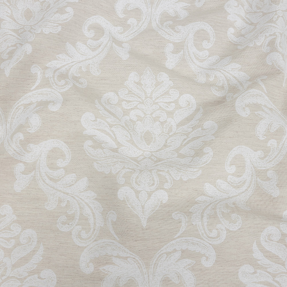 Ivory and White Damask Double Wide Drapery Jacquard Ivory and White Damask Double Wide Drapery Jacquard