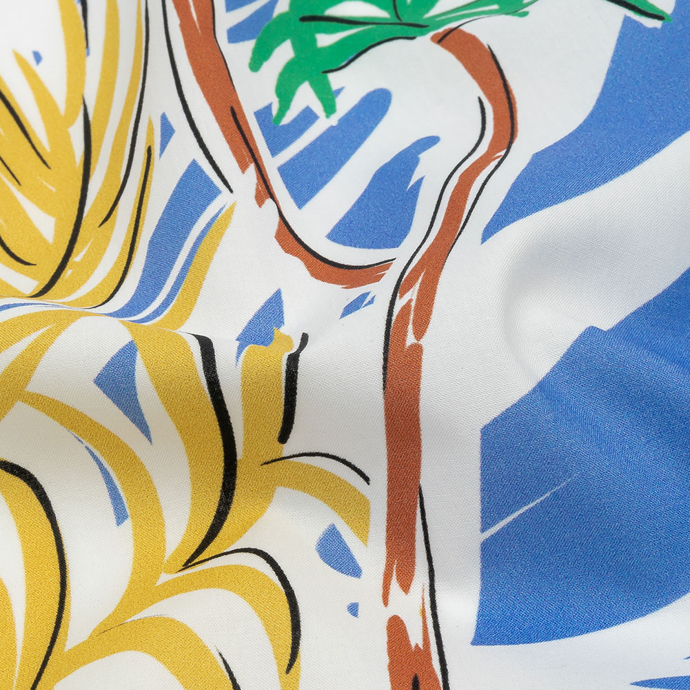 Mood Exclusive Blue Foliate Figment Cotton Shirting