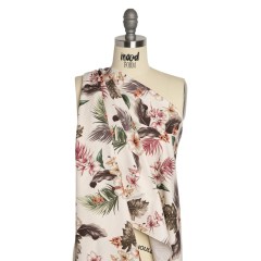 Mood Exclusive Ivory Hibiscus Holiday Stretch Cotton Twill Mood Exclusive Ivory Hibiscus Holiday Stretch Cotton Twill