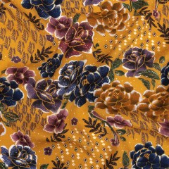 Slubbed Viscose Woven Print – Gamboge Yellow Diamonds and Floral – Mood Exclusive Melange de Fleurs Slubbed Viscose Woven Print – Gamboge Yellow Diamonds and Floral – Mood Exclusive Melange de Fleurs